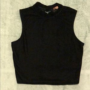 Black High Neck Crop Top
